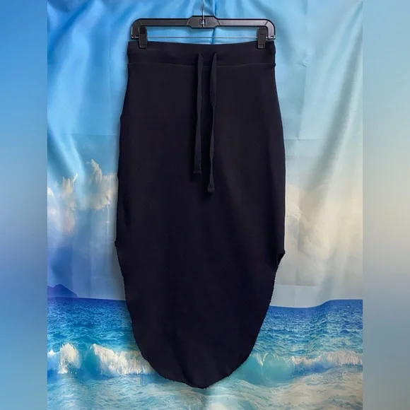 Frank & Eileen DONEGAL Unforgettable Tie Waist Skirt TRIPLE FLEECE Size: M Black - Picture 4 of 16